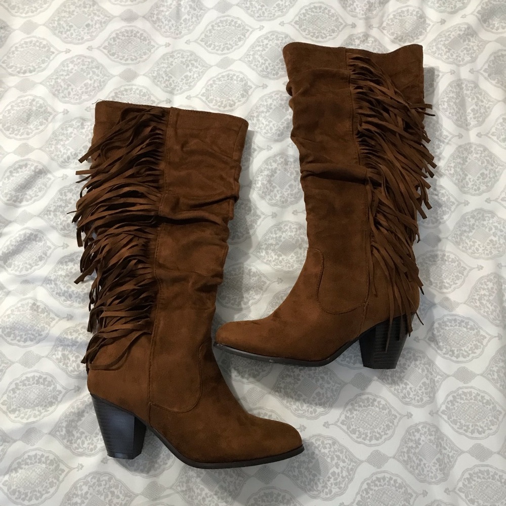 COPY - Brown Fringe Boots in box Boho Style